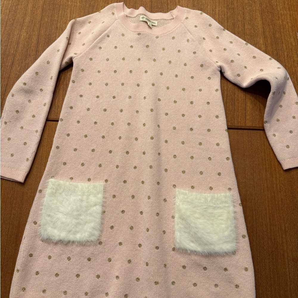Tucker + Tate Pink Polka Dot Dress with Fuzzy Pockets